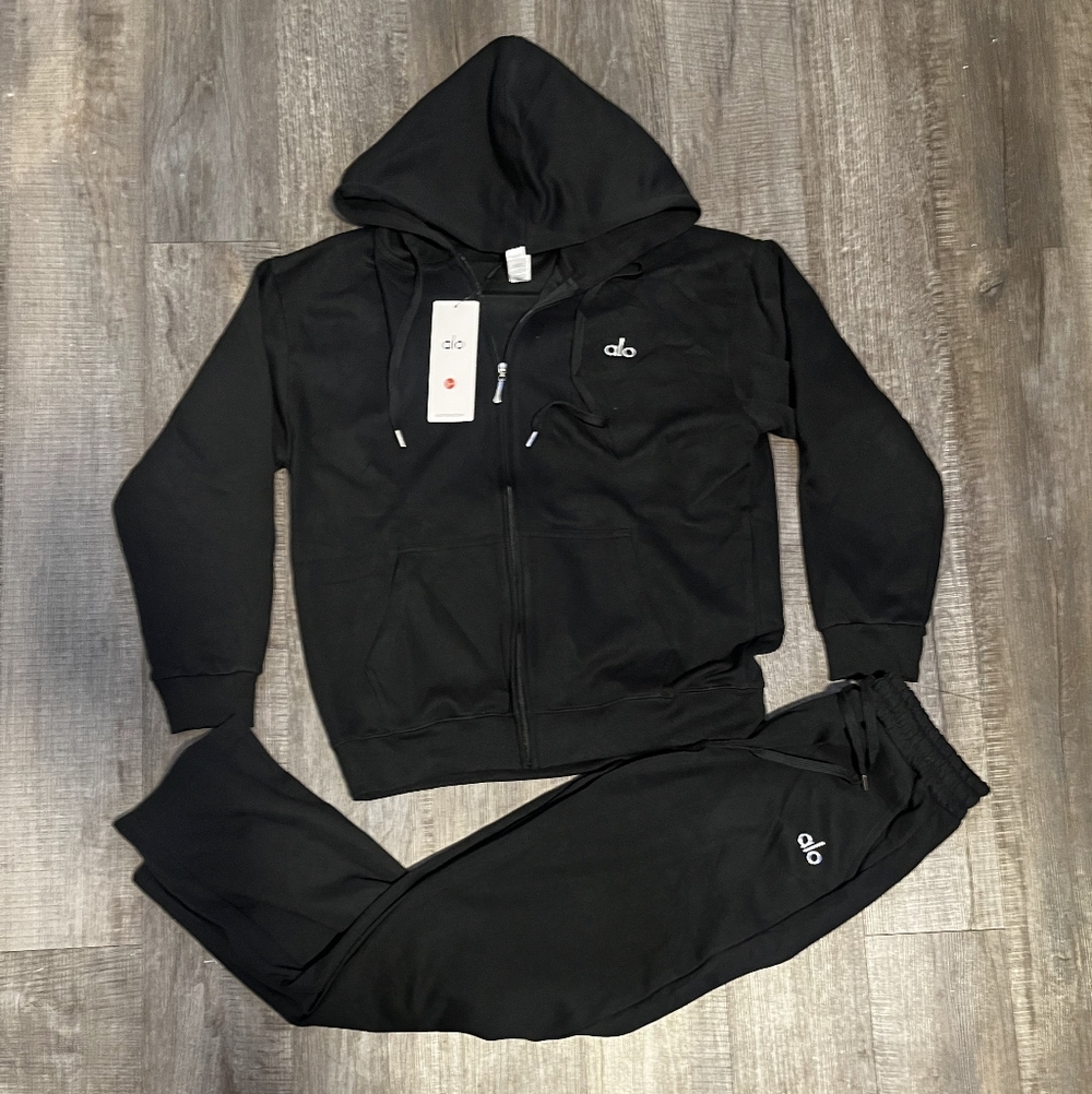 ALO Black Hoodie & Jogger Set